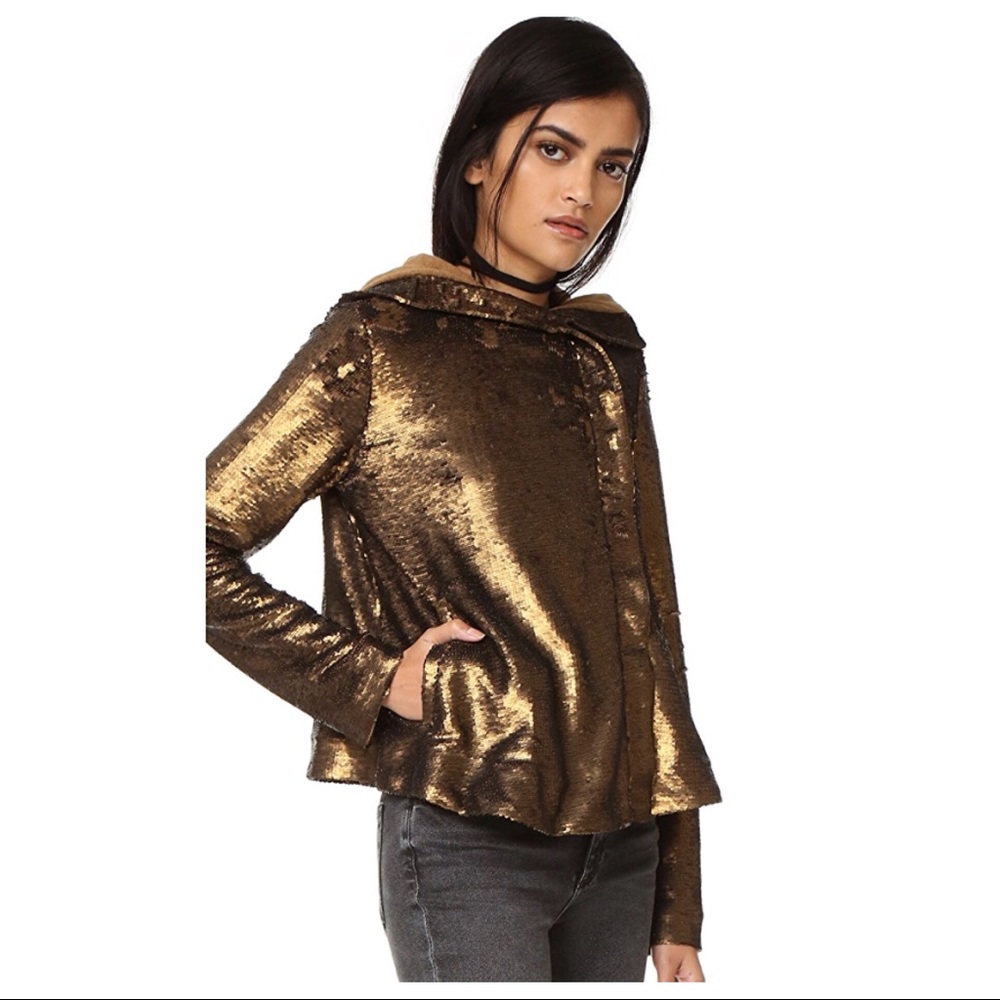 FREE PEOPLE SEQUIN HOODED JACKET - Picture 4 of 5